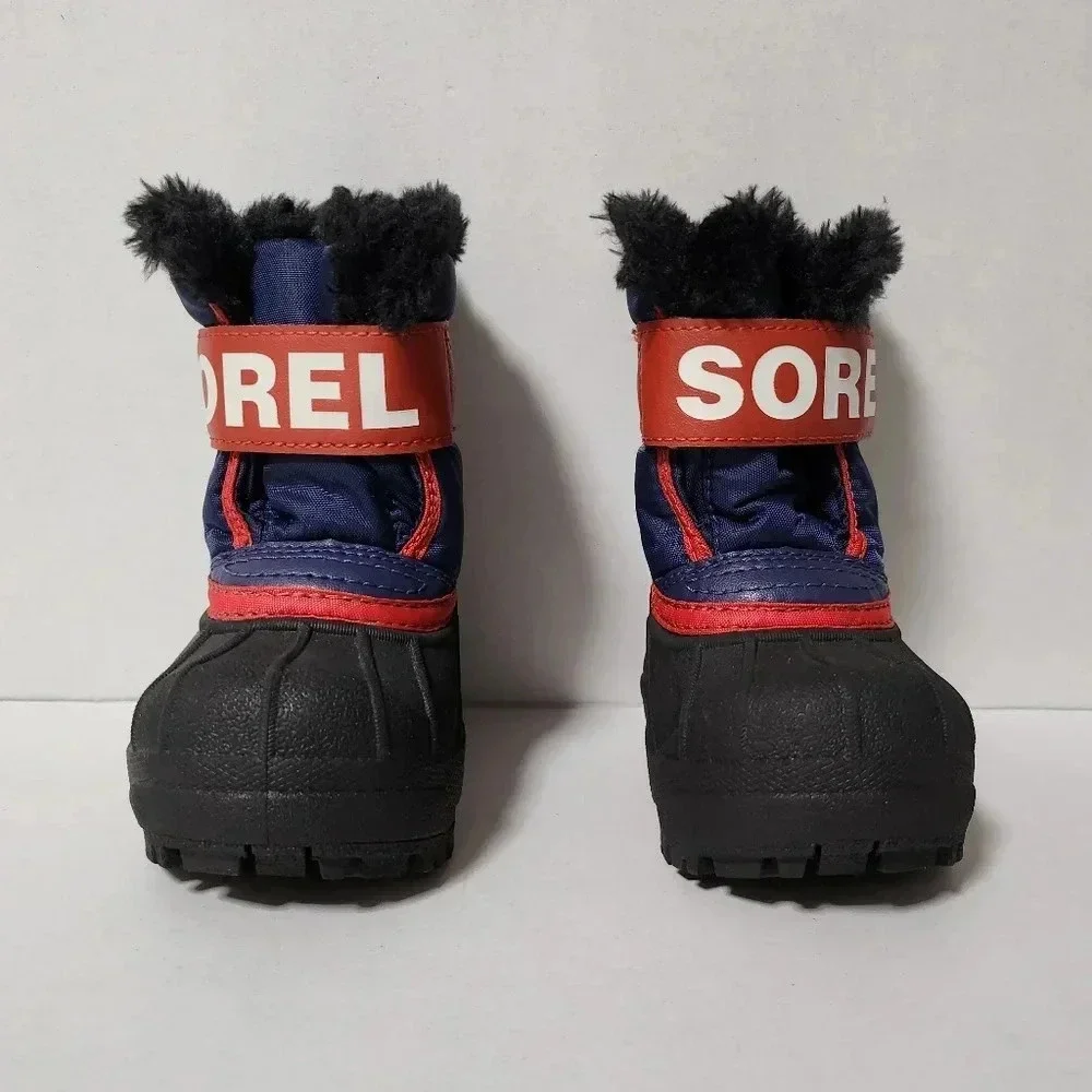 Sorel Snow Commander kids boot Size 4 Toddler Black Multicolor